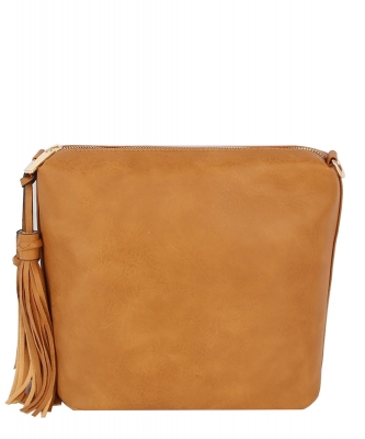Fashion Tassel Concealed Crossbody Bag LQ308 BROWN